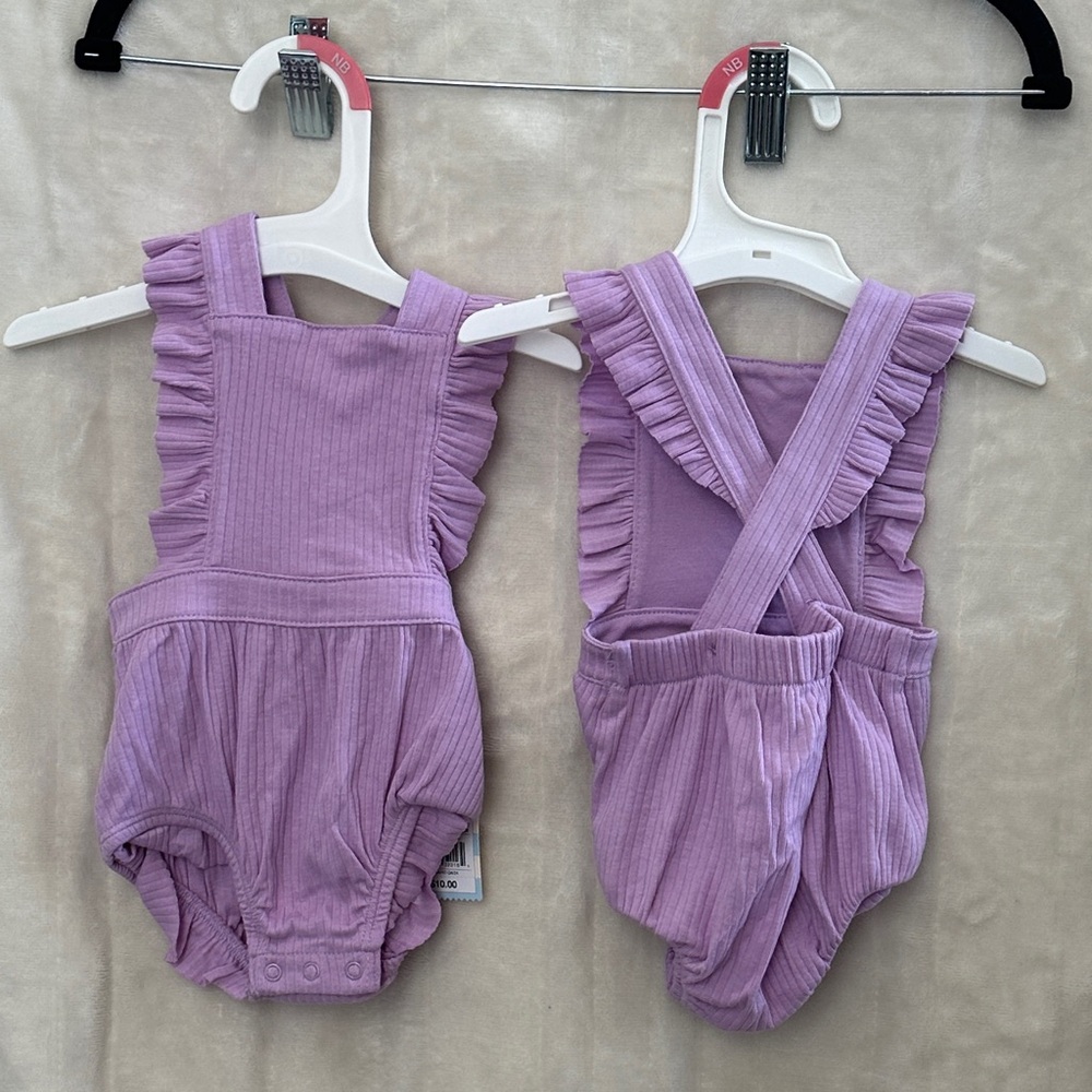 Cat & Jack TWO Purple Ruffle Baby Romper